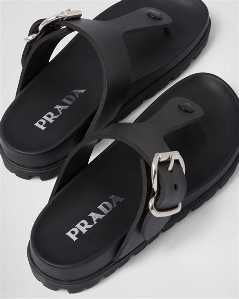 prada rubber flip flops|prada fluffy slides.